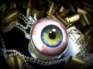 human eyeball eye horror fantasy glass necklace 528 r time