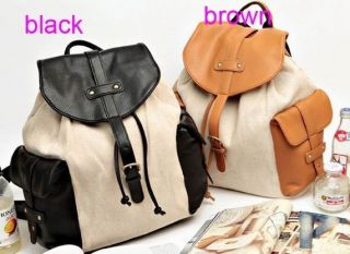 brown women tote travel Shoulder school bag casual Rucksack Canvas 