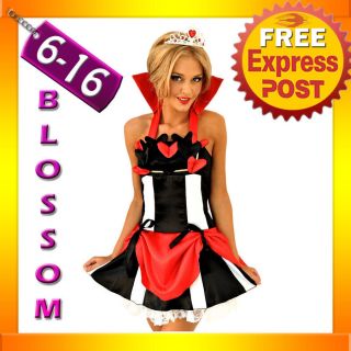 E13 Queen of Hearts Alice In Wonderland Ladies Dress Costume Outfit 