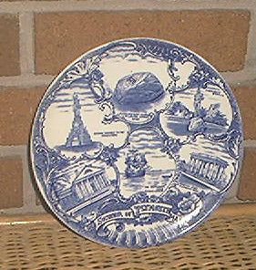 Blue & White Souvenir Plate Plymouth Massachusetts mde by Jonroth 