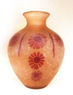 legras enamel art glass vase france signed from argentina time