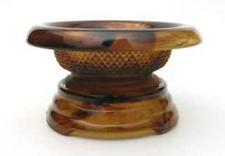 1930s ART DECO AMBER CLOUD GLASS FLOAT BOWL VASE WITH STAND DAVIDSON 