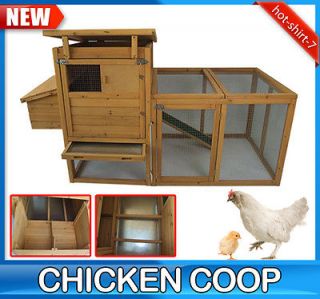 75 Wooden Chicken Coop Hen House Rabbit Cage Backyard Poultry Pet 