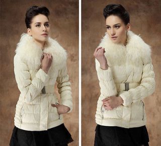 Viyate Womens Winter Ducks Down Jacket POLO Neck Faux Mongolian fur 