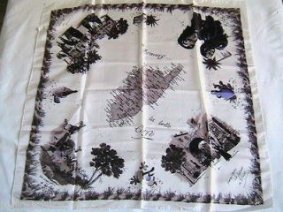 FRENCH 1950s WOMAN SOUVENIR SCARF   CORSICA   MADE IN FRANCE 
