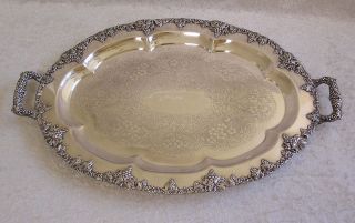   Handled Silver on Copper Serving Tray w/ Grape Designs Contin​ental
