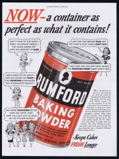 1940 rumford baking powder can container vintage print ad time