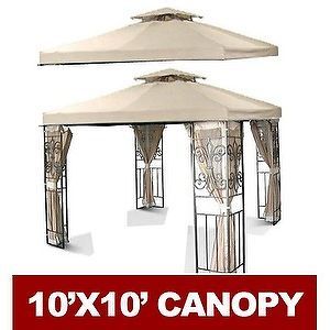   10x10 Two tiered Replacement Gazebo Canopy Top Beig 10x10 2 tiers