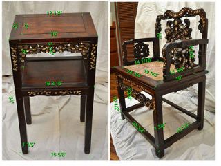   Chinese Throne Chair MOP Inlay, marble seat & matching Side Table