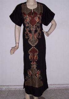   Cotton Embroidered Long Kaftan Caftan Jilbab Arabic Dress Abaya