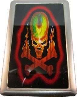 Metal Cigarette Case with Skull Fire Bone Picture