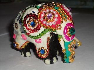 sri lankan decorated hand crafted wooden elephant with box from