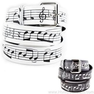 Music Staff Printed Leather Belt Treble Clef Musical Notes Sheet 