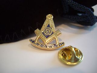 Masonic Lodge Past Master Lapel Pin With Rocker and Gift Pouch
