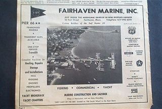 1970 Fairhaven Marine Inc print AD arial view Fairhaven MASS yacht 