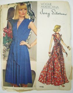1116 Vogue Jerry Silverman designer long wrap evening dress pattern 