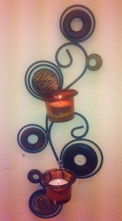 qty 2 silvia metal art wall tea light holder c