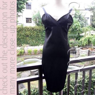 vintage chloe black satin stretchy evening dress s m