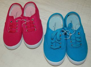 FADED GLORY Girls Lace Up Tennis Shoes AQUA PINK choice Sz 10 11 12 13 