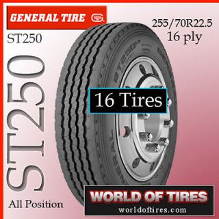 16 tires General ST250 255/70R22.5 22.5 semi truck tires 255 70 22.5 