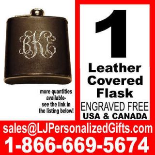 Engraved Personalized Leather Flask Groomsmen Bridesmaid Wedding 