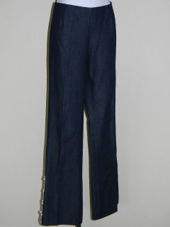 Shanghai Tang Blue Denim Jeans Pants Sz 8 Frog Closure Designed Pant 