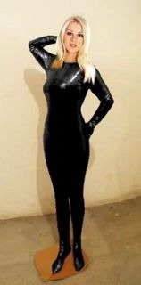full covered satin spandex w latex body suit l h1054