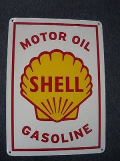 shell motor oil gasoline vintage metal sign time left $