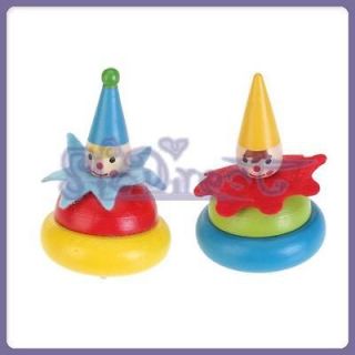   Smile Clown Colorful Wooden Spinning Top Toy Party Favor Gift Fun