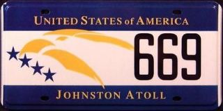 USA ** JOHNSTON ATOLL NUCLEAR TEST SITE ** MINT License Plate 