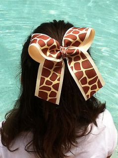 Giraffe Cheer Cheerleading Style Hair Bow For Girl Who Loves Big Bows!