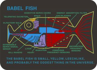   Guide to the Galaxy Babel Fish Tee shirtwith Rod Lord sig HHGTTG