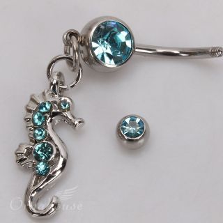   Style Rhinestone Navel Belly Button Ring Body Piercing Jewelry Blue