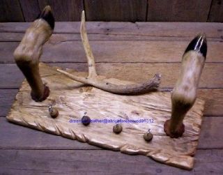 Taxidermy Deer Hoof Foot Feet bow Rack antique rustic Plaque Gunrack 