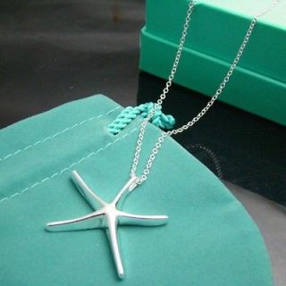 Latest womens jewelry 925 silver plated starfish necklace Valentines 