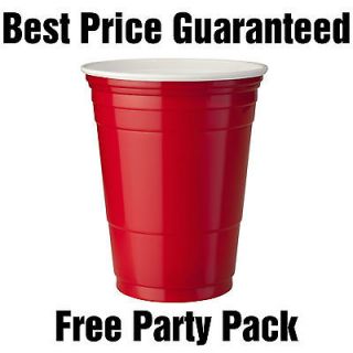 50 American Red Solo Plastic Party Cups   FREE Beer Pong Pack, FREE 