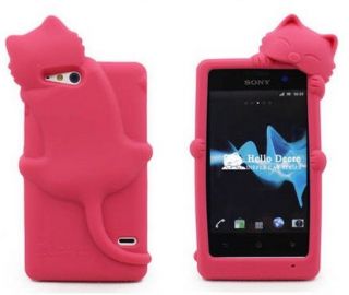   RED Cute Lovely SILICONE Kiki Cat Cover CASE FOR SONY XPERIA GO ST27i