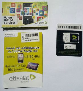 Etisalat Sri Lanka Prepaid SIM Card with 3.75G HSPA (Activated)with Rs 
