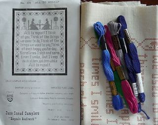 Jane Snead Samplers 434 All To Myself Sampler Vintage Cross Stitch Kit