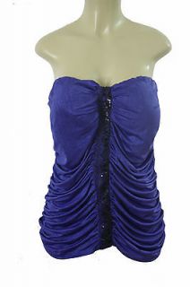   3X 22/24 Romantic BLUE Secretary Bustier Lace Sequin Blouse New Top