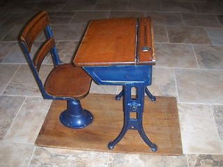 Antique School Desk with Inkwell