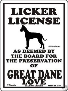 great dane licker license dog sign more pet breeds time