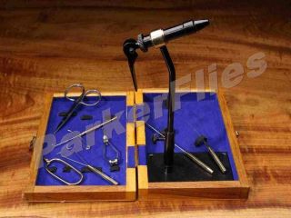 FLY TYING KIT & WOODEN CASE   7 Tools, Vise & Instructions. FREE U.S 