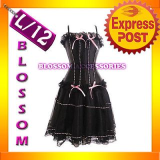 066 Burlesque Black & Pink Can Can Moulin Rouge Costume Corset Skirt L 