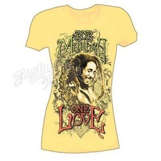 Bob Marley One Love In Dreads Banana T Shirt   Womens L XL