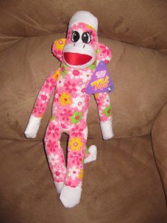 Pink Sock Monkey Brand New Plush NWT Stuffed Tags 18 SUGAR LOAF