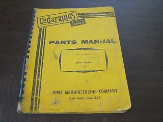 Cedarapids Iowa Manufacturing Co Roll Crusher Unit Parts Manual 1958 
