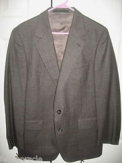Mens Gray Brown Minicheck LORD & TAYLOR Lined Wool Suit 42 Regular