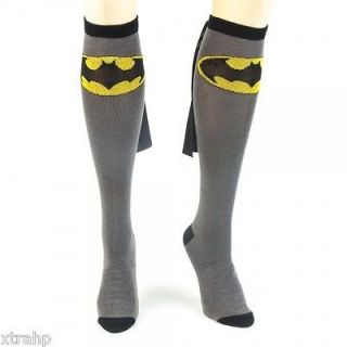Batman Socks with Caped KNEE HIGH Black Costume   Fits size 6 to 12