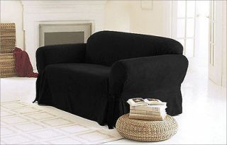 3pc Set Micro Black Suede Couch/Sofa Cover+Loveseat​+Chair SlipCover